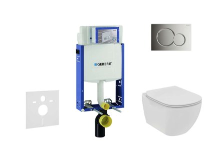 Geberit Kombifix Set predstenovej inštalácie, klozetu a dosky Ideal Standard Tesi, tlačidla Sigma01, Rimless, SoftClose, lesklý chróm 110.302.00.5 NE2