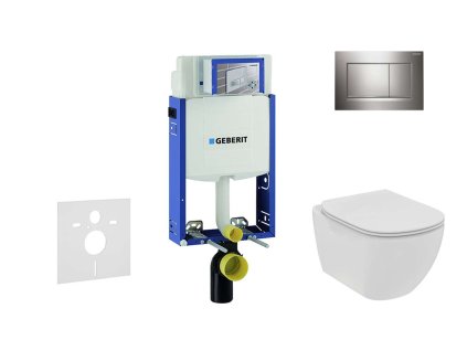 Geberit Kombifix Set predstenovej inštalácie, klozetu a dosky Ideal Standard Tesi, tlačidla Sigma20, Rimless, SoftClose, lesklý chróm/chróm mat 110.302.00.5 NE6