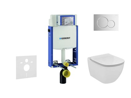 Geberit Kombifix Modul na závesné WC s tlačidlom Sigma01, lesklý chróm + Ideal Standard Tesi - WC a doska, Aquablade, SoftClose 110.302.00.5 NU2