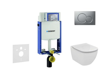 Geberit Kombifix Modul na závesné WC s tlačidlom Sigma01, matný chróm + Ideal Standard Tesi - WC a doska, Aquablade, SoftClose 110.302.00.5 NU3
