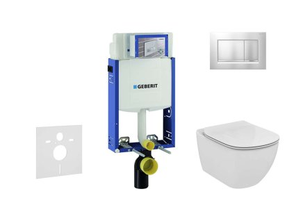 Geberit Kombifix Modul na závesné WC s tlačidlom Sigma30, matný chróm/chróm + Ideal Standard Tesi - WC a doska, Aquablade, SoftClose 110.302.00.5 NU7