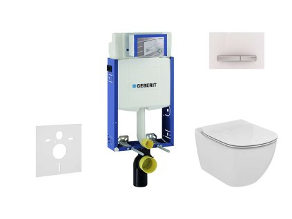 Geberit Kombifix Modul na závesné WC s tlačidlom Sigma50, alpská biela + Ideal Standard Tesi - WC a doska, Aquablade, SoftClose 110.302.00.5 NU8