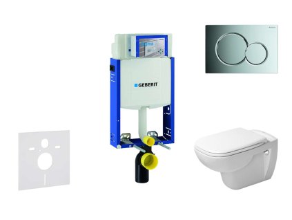 Geberit Kombifix Modul na závesné WC s tlačidlom Sigma01, lesklý chróm + Duravit D-Code - WC a doska, Rimless, SoftClose 110.302.00.5 NH2