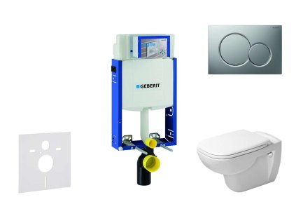Geberit Kombifix Modul na závesné WC s tlačidlom Sigma01, matný chróm + Duravit D-Code - WC a doska, Rimless, SoftClose 110.302.00.5 NH3