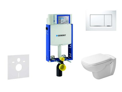 Geberit Kombifix Modul na závesné WC s tlačidlom Sigma30, biela/lesklý chróm + Duravit D-Code - WC a doska, Rimless, SoftClose 110.302.00.5 NH5