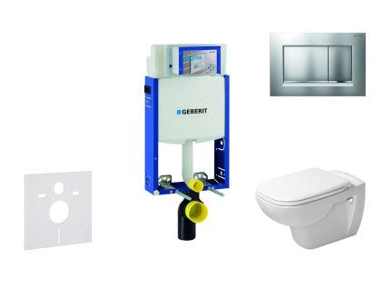 Geberit Kombifix Modul na závesné WC s tlačidlom Sigma30, matný chróm/chróm + Duravit D-Code - WC a doska, Rimless, SoftClose 110.302.00.5 NH7