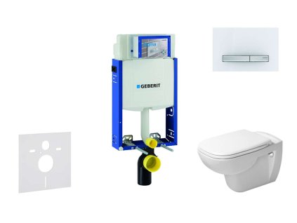 Geberit Kombifix Modul na závesné WC s tlačidlom Sigma50, alpská biela + Duravit D-Code - WC a doska, Rimless, SoftClose 110.302.00.5 NH8