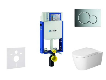 Geberit Kombifix Modul na závesné WC s tlačidlom Sigma01, lesklý chróm + Duravit ME by Starck - WC a doska, Rimless, SoftClose 110.302.00.5 NM2