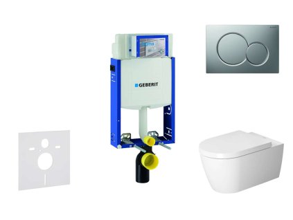 Geberit Kombifix Modul na závesné WC s tlačidlom Sigma01, matný chróm + Duravit ME by Starck - WC a doska, Rimless, SoftClose 110.302.00.5 NM3