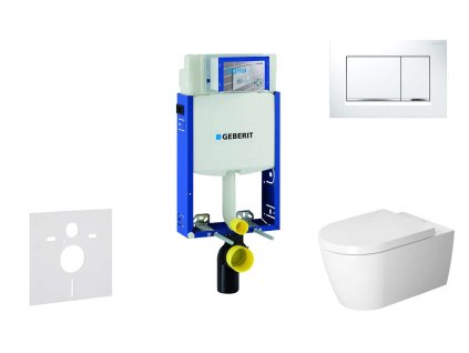 Geberit Kombifix Modul na závesné WC s tlačidlom Sigma20, biela/lesklý chróm + Duravit ME by Starck - WC a doska, Rimless, SoftClose 110.302.00.5 NM5