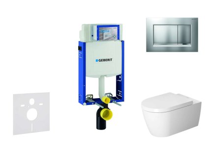 Geberit Kombifix Modul na závesné WC s tlačidlom Sigma20, matný chróm/chróm + Duravit ME by Starck - WC a doska, Rimless, SoftClose 110.302.00.5 NM7