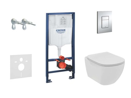 Grohe Rapid SL Set predstenovej inštalácie, klozetu a dosky Tesi, SoftClose, Rimless, tlačidla Skate Cosmopolitan, chróm 38528SET-KE-GR