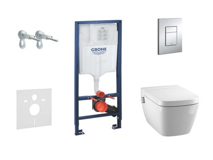 Grohe Rapid SL Set predstenovej inštalácie, sprchovacej toalety a dosky Tece, tlačidla Skate Cosmopolitan, Rimless, SoftClose, chróm 38528SET-KT-GR