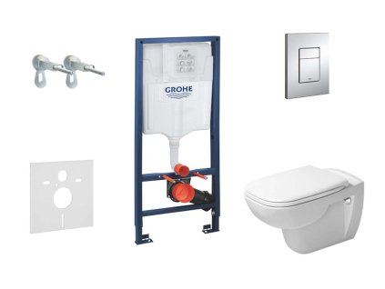 Grohe Rapid SL Set predstenovej inštalácie, klozetu a sedadla D-Code, Rimless, SoftClose, tlačidla Skate Cosmo, chróm 38528SET-KK-GR