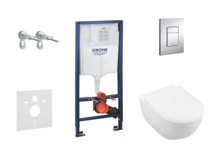 Grohe Rapid SL Set predstenovej inštalácie, klozetu a sedadla Subway 2.0, DirectFlush, SoftClose, CeramicPlus a tlačidla Skate Cosmo, chróm 38528SET-KI-GR