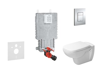 Grohe Uniset Set predstenovej inštalácie, klozetu a sedadla D-Code, Rimless, SoftClose, tlačidla Skate Cosmo, chróm 38643SET-KK-GR