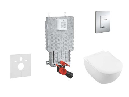 Grohe Uniset Set predstenovej inštalácie, klozetu a sedadla Subway 2.0, DirectFlush, SoftClose, CeramicPlus a tlačidla Skate Cosmo, chróm 38643SET-KI-GR