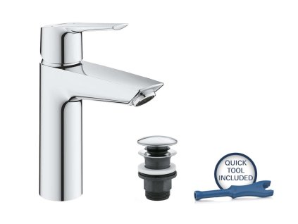 Grohe QuickFix Start Umývadlová batéria s výpustom Push-Open, studený štart, chróm 23746002-GR