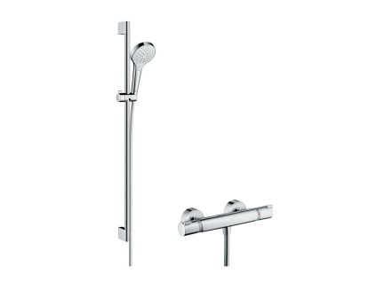 Hansgrohe Croma Select S Sprchový set Vario s termostatom, 3 prúdy, sprchová tyč 90 cm, biela/chróm 27014400-HG
