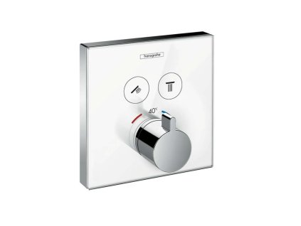 Hansgrohe Shower Select Glass Termostatická batéria pod omietku na 2 spotrebiče, biela/chróm 15738400-HG