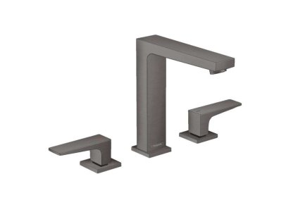 Hansgrohe Metropol Umývadlová batéria s výpusťou Push-Open, 3-otvorová inštalácia, kefovaný čierny chróm 32515340-HG