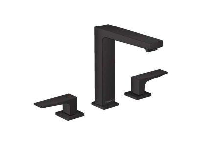 Hansgrohe Metropol Umývadlová batéria s výpusťou Push-Open, 3-otvorová inštalácia, matná čierna 32515670-HG