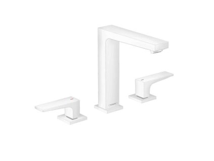 Hansgrohe Metropol Umývadlová batéria s výpusťou Push-Open, 3-otvorová inštalácia, matná biela 32515700-HG