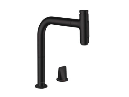 Hansgrohe M71 Drezová batéria M7120-H200 v vyťahovacou spŕškou, 2-otvorová inštalácia, sBox, matná čierna 73818670-HG