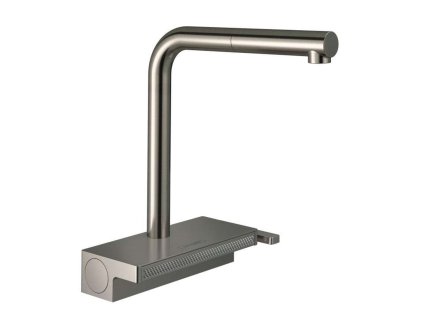 Hansgrohe M81 Drezová batéria Aquno Select s výsuvnou koncovkou a plochým sprchovým prúdom, sBox, vzhľad nehrdzavejúcej ocele 73830800-HG