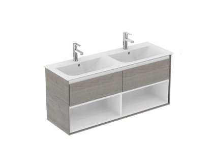 Ideal Standard Connect Air Skrinka pod dvojumývadlo 120 cm, sivý dub/matný biely lak E0829PS
