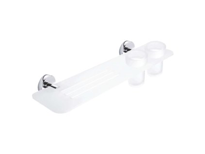 Nimco Unix Polica IXI s frézovanými otvormi 50 cm s pohármi, chróm UN X350-58DW-26