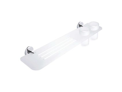 Nimco Unix Polica IXI s frézovanými otvormi 60 cm s pohármi, chróm UN X360-58DW-26