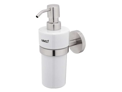 Nimco Unix Dávkovač mydla keramický s držiakom, biela/brúsená nehrdzavejúca oceľ UNM 13031KNL-10