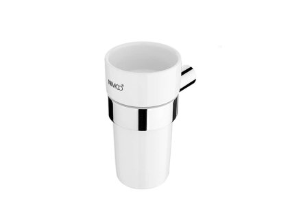 Nimco Bormo Pohárik na kefky a pastu s držiakom, biela keramika/chróm BR 11058KN-26