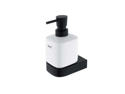 Nimco Nikau Dávkovač mydla keramický s držiakom, 250 ml, biela/čierny mat NKC 30031K-T-90
