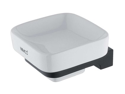 Nimco Maya Mydlovnička s držiakom, biela keramika/čierny mat MAC 29059K-90
