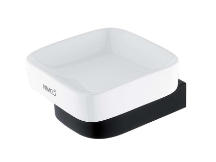 Nimco Nikau Mydlovnička s držiakom, biela keramika/čierny mat NKC 30059K-90
