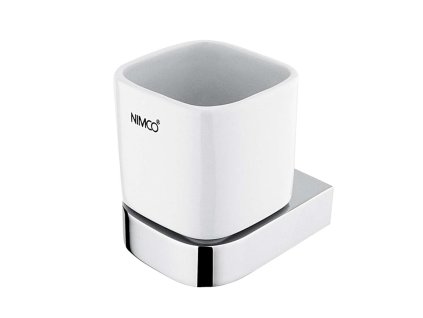 Nimco Nikau Pohárik na kefy a pastu s držiakom, biela keramika/chróm NK 30058K-26