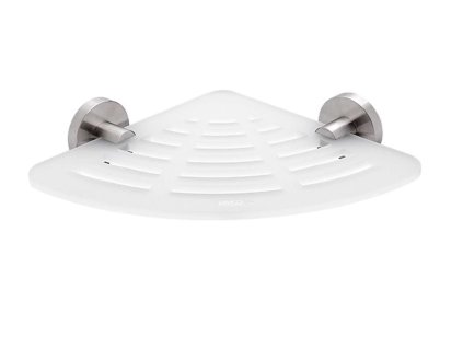 Nimco Unix Polička IXI rohová, 23 cm, matný plexiglass/brúsená nerezová UNM X211-10