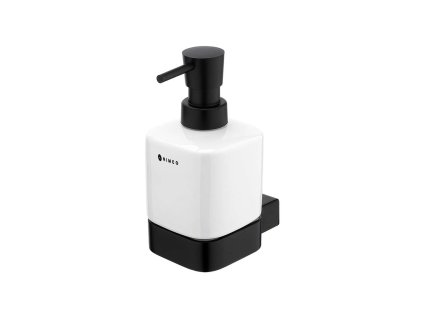 Nimco Kibo Dávkovač mydla keramický, s držiakom, 250 ml, biela/čierny mat Ki-14031K-T-90