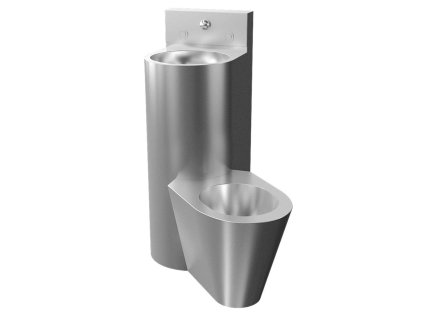 Sanela WC z nehrdzavejúcej ocele WC s umývadlom do rohu, WC na zemi vpravo, závitové tyče SLWN 08P