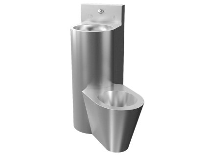 Sanela WC z nehrdzavejúcej ocele WC s umývadlom do rohu, WC na zemi vpravo, servisný otvor SLWN 18P