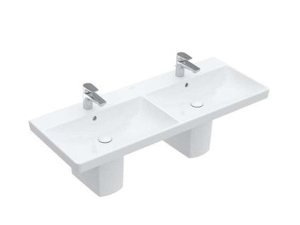 Villeroy & Boch Avento Dvojumývadlo nábytkové 120x47 cm, s prepadom, 2 otvory na batériu, CeramicPlus, alpská biela 4A23CKR1
