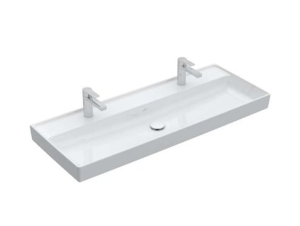 Villeroy & Boch Collaro Dvojumývadlo nábytkové, 120x47 cm, bez prepadu, 2 otvory na batériu, CeramicPlus, Stone White 4A33C1RW