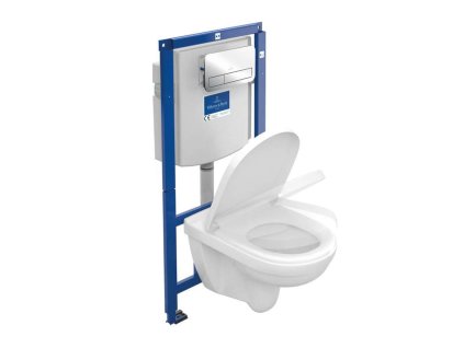 Villeroy & Boch O.novo Set predstenovej inštalácie ViConnect, klozetu a sedadla, DirectFlush, SoftClosing, a tlačidla E200, lesklý chróm 5660D201