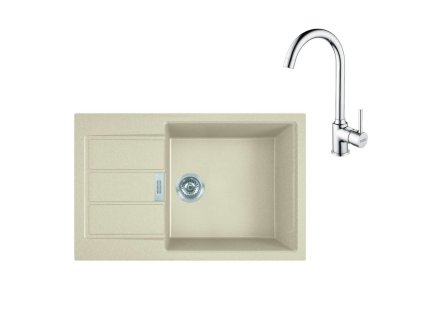 Franke Sety Kuchynský set T106, tectonitový drez S2D 611-78 XL a batéria FP 9000.031, béžová/chróm 143.0675.734