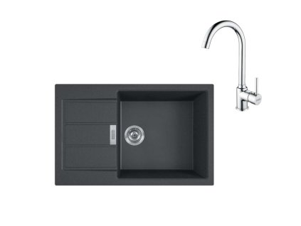 Franke Sety Kuchynský set T106, tectonitový drez S2D 611-78 XL a batéria FP 9000.031, čierna/chróm 143.0675.732