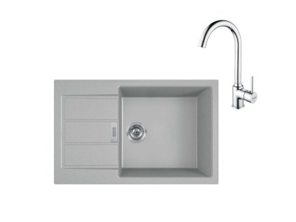 Franke Sety Kuchynský set T106, tectonitový drez S2D 611-78 XL a batéria FP 9000.031, sivá/chróm 143.0675.733