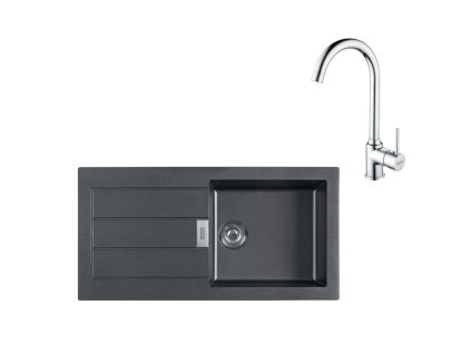 Franke Sety Kuchynský set T108, tectonitový drez S2D 611-100 a batéria FP 9000.31, čierna/chróm 143.0675.739