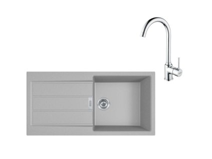 Franke Sety Kuchynský set T108, tectonitový drez S2D 611-100 a batéria FP 9000.31, sivá/chróm 143.0675.738